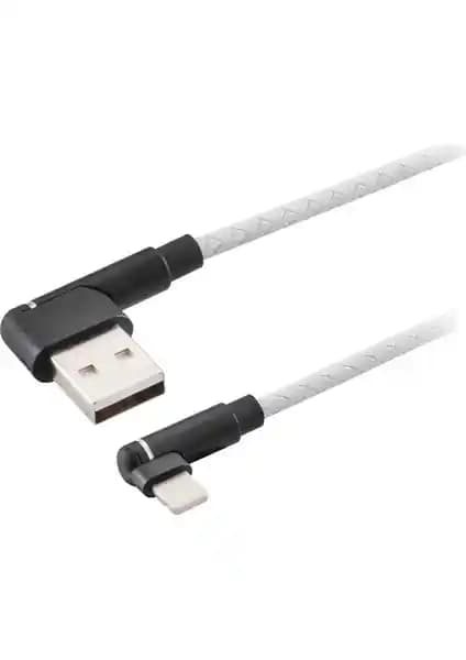 MF Product Jettpower 0062 Silikon L Tipi 2.1A Lightning Hızlı Şarj Kablosu 1 Metre Beyaz
