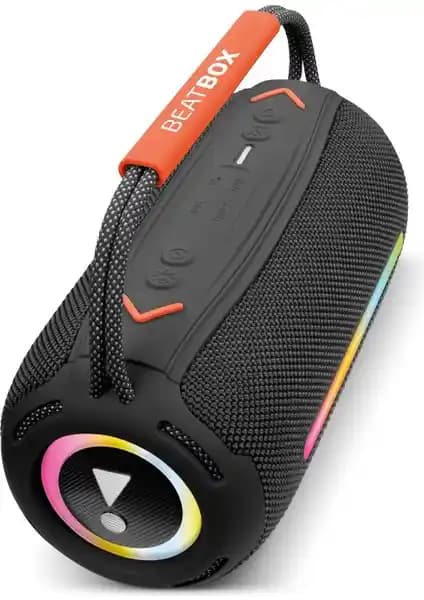 Powerway Beatbox Siyah LED Işıklı Dayanıklı Hoparlör ile Üstün Ses Performansı