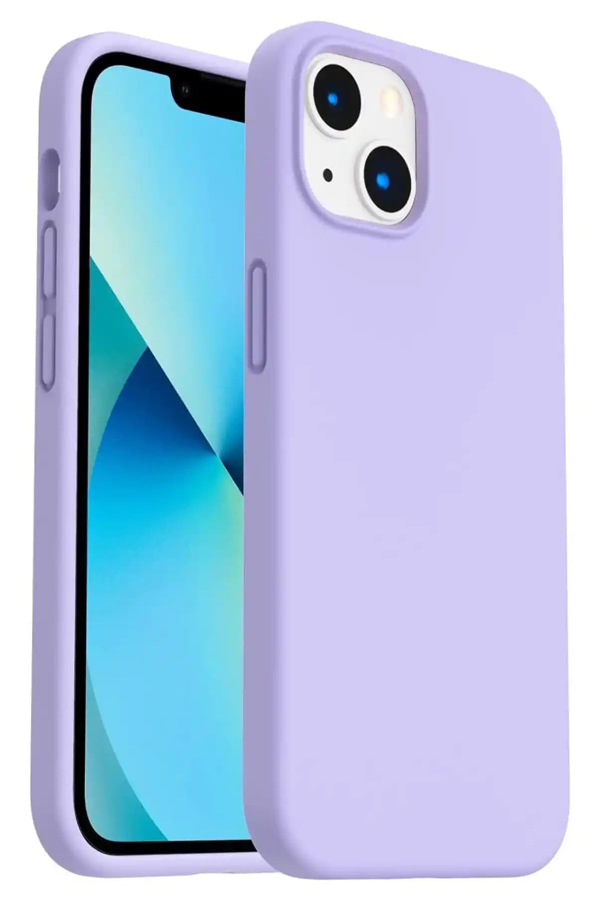 KVK PRİVACY Mor Kadife Silikon Kılıf iPhone 13 ve 14 için Şıklık ve Koruma Sağlar