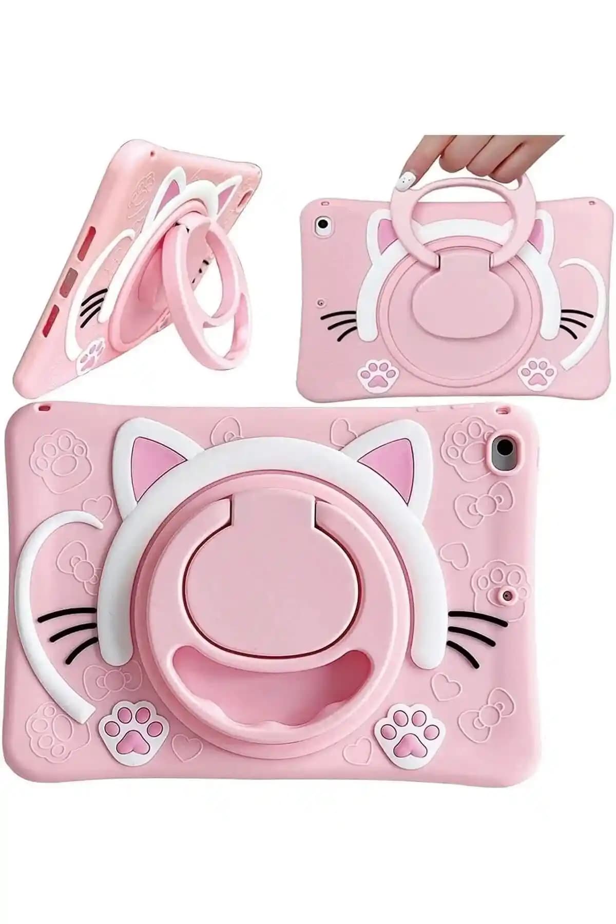 Galaxy Tab A9 Plus 11 inç Pembe Kedi Çocuk Kılıfı Güvenli ve Eğlenceli Koruma Çözümü