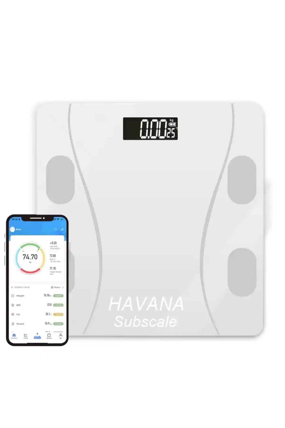 Havana Beyaz Akıllı Banyo Tartısı ile Sağlıklı Yaşam ve Kişisel Veri Takibi