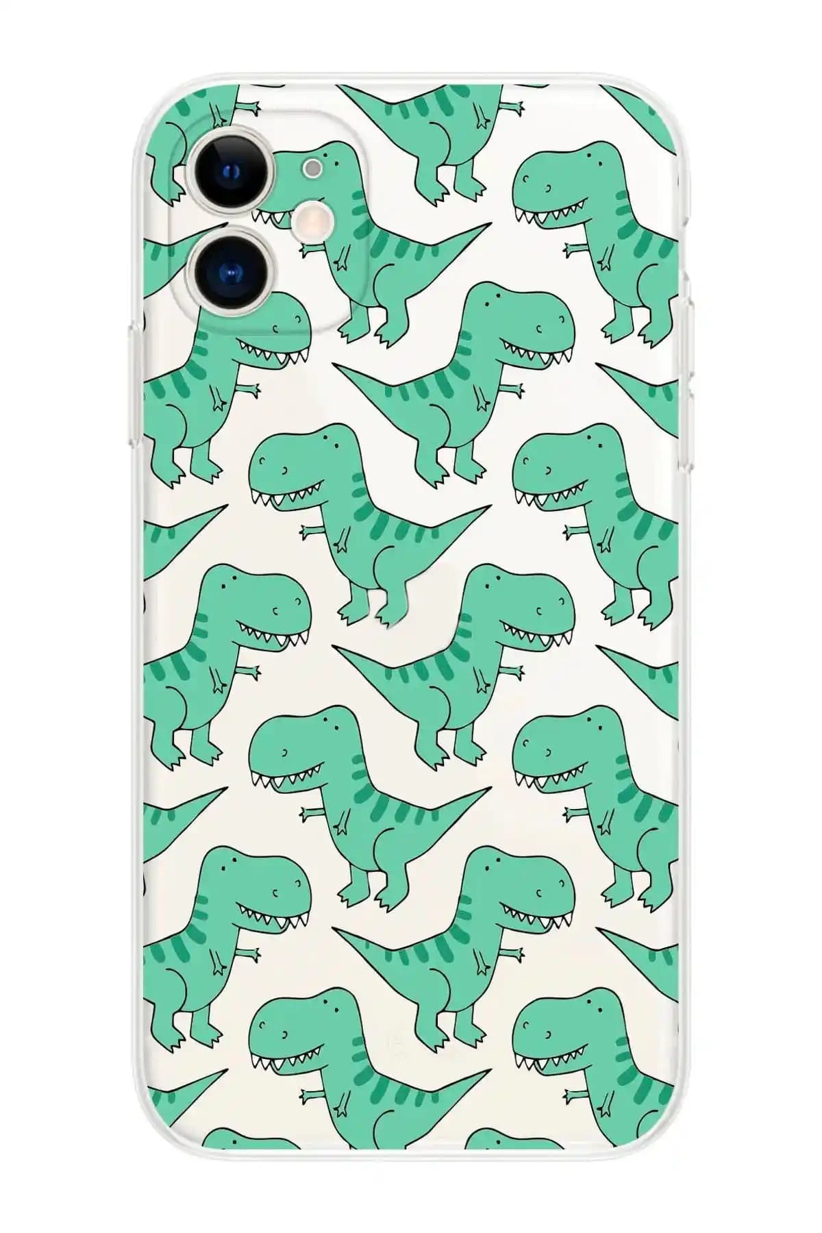 iPhone 11 için Eğlenceli ve Koruyucu Dinozor Temalı Silikon Kılıf