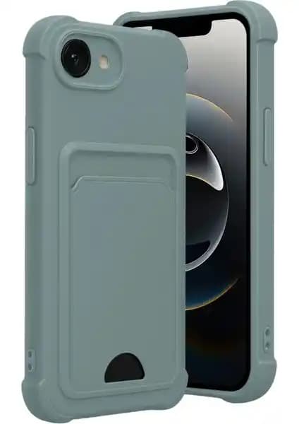 Apple iPhone 16E Uyumlu Kamera Koruyucu ve Kartlı Silikon Kılıf Kapakları