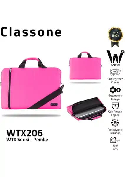Classone WTX206 Wtxpro Serisi 15.6 İnç Su Geçirmez Pembe Laptop Sırt Çantası
