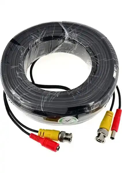Sapp 20 Metre CCTV Kamera Kablosu BNC ve DC 2+1 Bağlantı Tipleriyle Güvenlik İçin Uygun