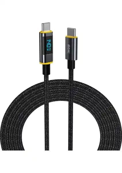 Aohi Magline Type-C 140W PD3.1 LED Ekranlı Şarj ve Veri Kablosu