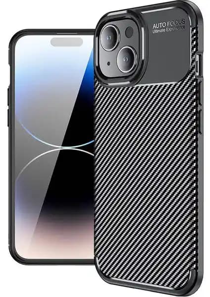 Apple iPhone 15 için karbon desenli şık silikon kılıf yüksek koruma ve estetik sağlar