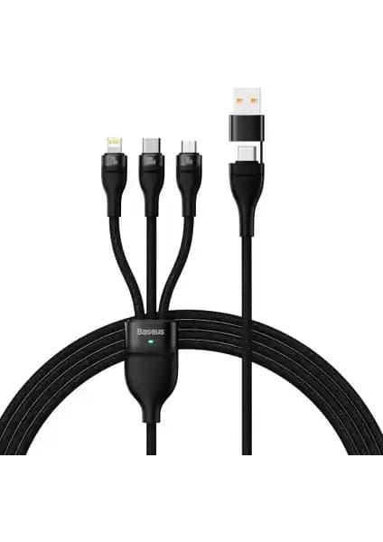 Baseus Flash II 3in1 100W 120 cm Çok Fonksiyonlu Şarj ve Veri Aktarım Kablosu