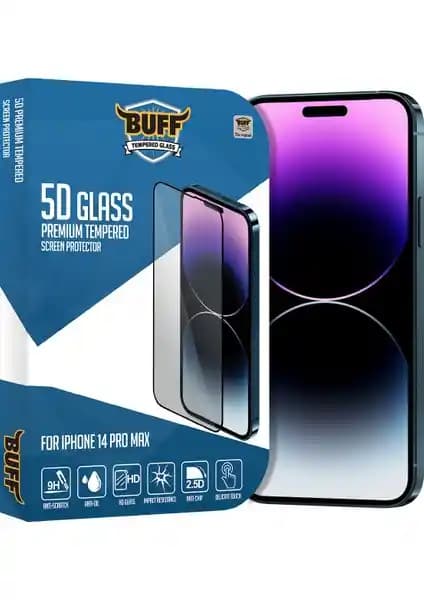 Buff iPhone 14 Pro Max 5D Glass Ekran Koruyucu: Yüksek Dayanıklılık ve Şeffaflık Sağlar