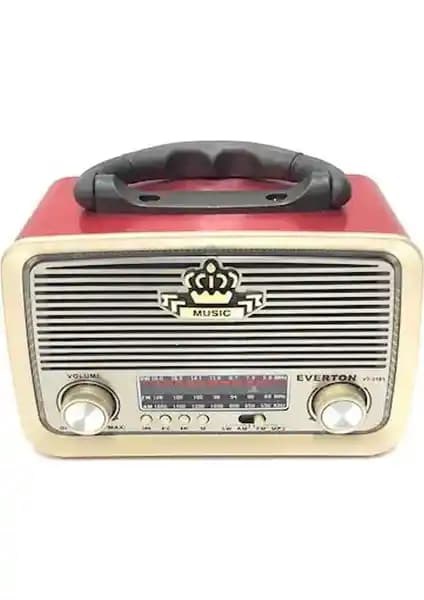 Everton RT-301 Nostaljik Radyo Bluetooth USB SD FM Şarjlı El Fenerli Çok Fonksiyonlu