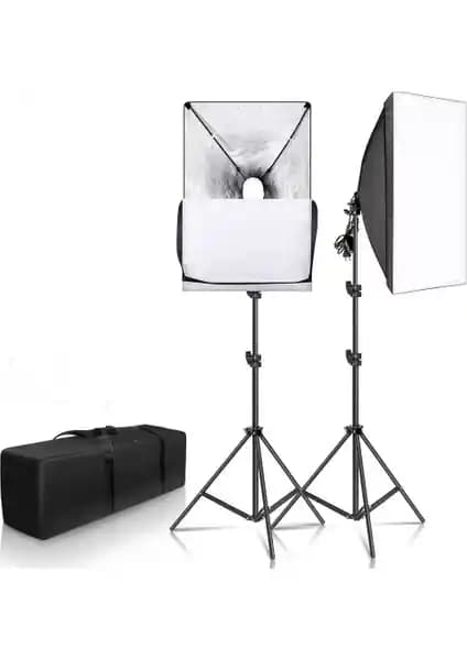 Fototek 50x70 cm Softbox 2'li Sürekli Işık Seti Profesyonel ve Giriş Seviyesi Kullanıcılar İçin
