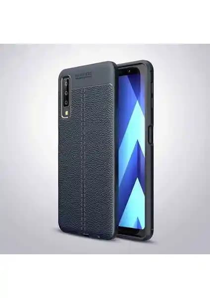 Galaxy A7 2018 için Deri Görünümlü Silikon Kılıf Şık ve Koruyucu Tasarım