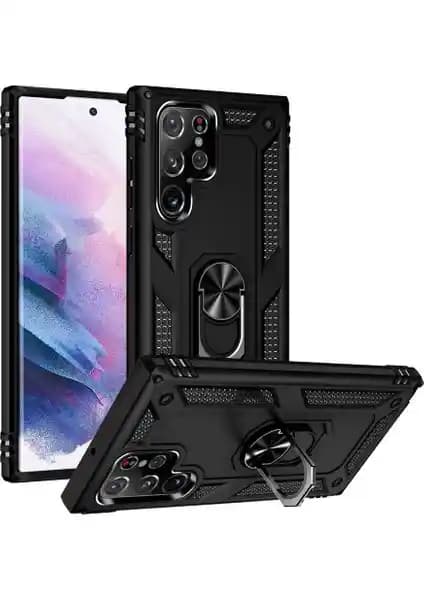 Galaxy S22 Ultra İçin Vega Tank Sert Yüzüklü Standlı Kılıf Güçlü Koruma ve Şık Tasarım