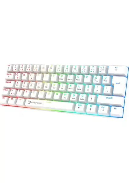Gamepower Lyra RGB 60M 62 Tuş Beyaz Mekanik Klavye: Yüksek Performans ve Şık Tasarım