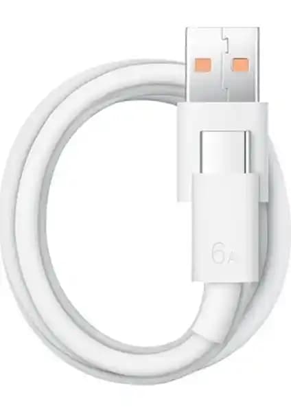 Huawei Type C 6A Şarj ve Veri Kablosu Beyaz - Hızlı Şarj ve Güvenilir Veri Aktarımı