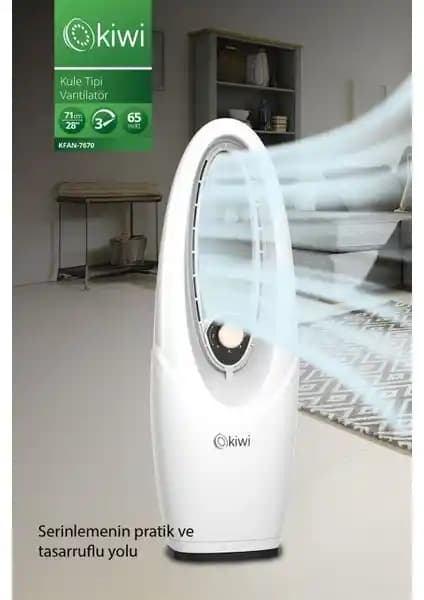 Kiwi KFAN-7670 Kule Tipi Vantilatör: Şık Tasarım ve Ayarlanabilir Hız Özelliği ile Serinlik Sağlar