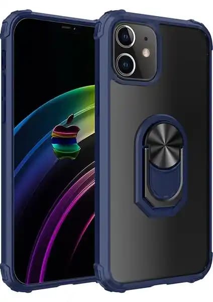 KNY Apple iPhone 12 Silikon Kenarlı Yüzüklü Manyetik Kapağıyla Güçlü ve Şık Koruma Sağlar