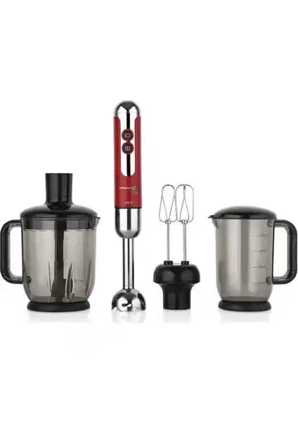 Korkmaz Mia Mega Kırmızı Krom Blender Seti: Güçlü ve Çok Fonksiyonlu Mutfak Aleti