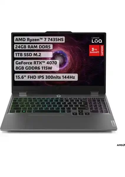 Lenovo LOQ AMD Ryzen 7 7435HS ile Güç ve Taşınabilirlik Sunan Yeni Dizüstü Bilgisayar