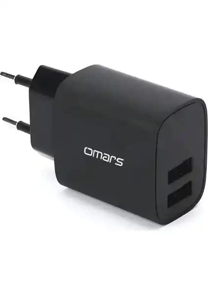 Omars 2.1A Çift USB Çıkışlı Güvenli ve Hızlı Şarj Cihazı - Taşınabilir ve Güvenilir