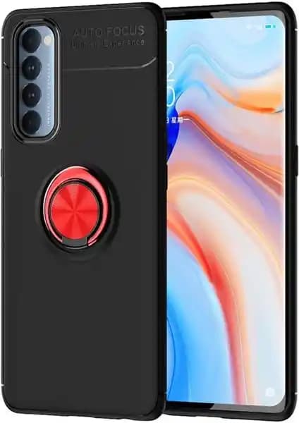 Oppo Reno 4 Pro için Şık ve Koruyucu Manyetik Yüzüklü Silikon Kılıfı