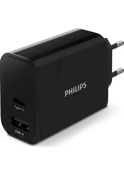 Philips DLP2621 USB-A ve USB-C 30W PD Hızlı Şarj Adaptörü Güvenilir ve Çoklu Cihaz Şarj Seçeneği