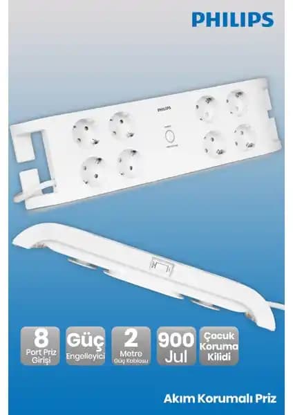 Philips SPN3080B Akım Korumalı Priz: Güvenli Elektronik Kullanımı İçin İdeal Çözüm