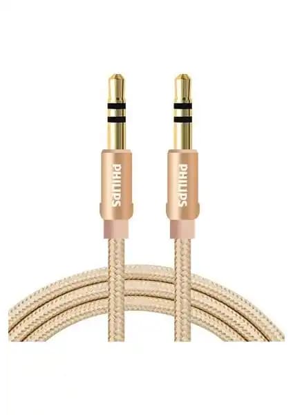 Philips SWA5010C 3.5mm Örgülü Aux Ses Kablosu 2 Metre Sarı Renkli Yüksek Kalite