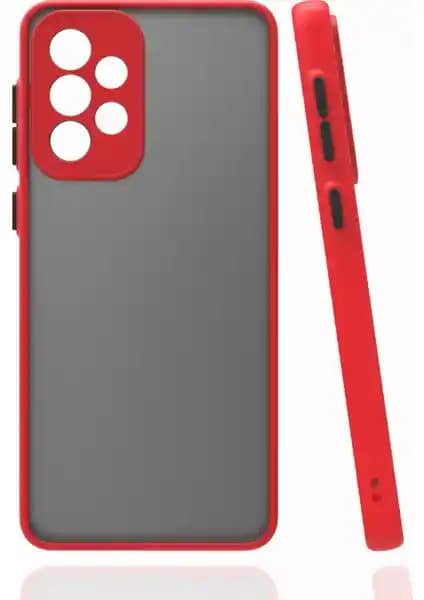 Samsung Galaxy A52 için Çift Katmanlı Renkli Kenarlı Buzlu Kamera Korumalı Kılıf