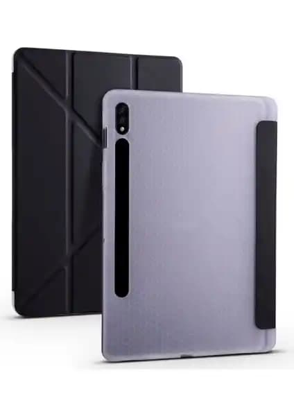 Samsung Galaxy Tab S7 Plus için dayanıklı ve şık deri kılıf, çok fonksiyonlu stand özellikleriyle