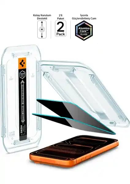 Spigen iPhone 17 Pro ve 16 Pro Uyumlu Hayalet Cam Ekran Koruyucu Güçlendirilmiş Teknoloji ile Koruma