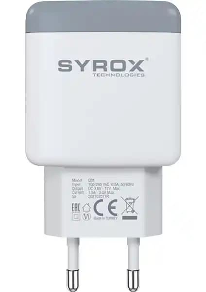 Syrox Q31 Hızlı Şarj Adaptörü Günlük Kullanım ve Seyahat İçin Güvenilir Performans