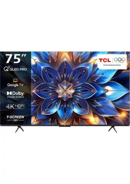 TCL 75T7BG 75 İnç 4K Ultra HD QLED Akıllı Televizyon Ev Sinema Deneyimi İçin Idealdir