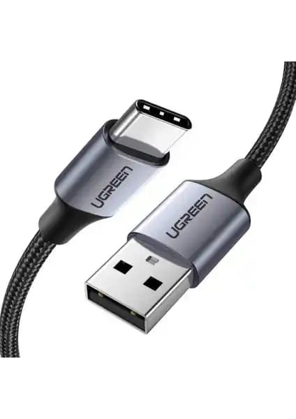 Ugreen USB-C - USB-A 3A QC örgülü hızlı şarj ve veri aktarım kablosu 0,5 metre uzunlukta
