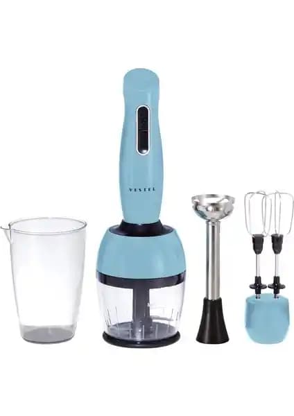 Vestel Retro Düş Mavisi El Blender Seti: Şık Tasarımı ve Çok Fonksiyonlu Kullanımıyla Mutfaklar İçin Ideal