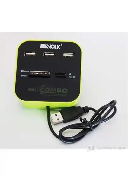 Volk CB26 USB Combo 3 Port Hub ve Kart Okuyucu: Çok Fonksiyonlu Masaüstü Çözüm