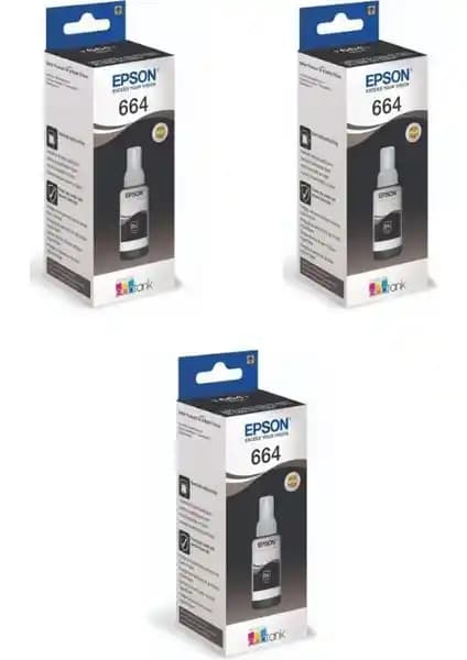 Epson T664 L300 3'lü Siyah Orijinal Mürekkep Kartuşu Yüksek Kalite ve Ekonomik Çözüm