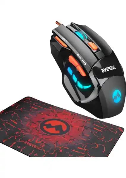Everest SGM-X7 Oyuncu Kablolu Mouse ve Mouse Pad Seti Yüksek Performanslı Tasarım