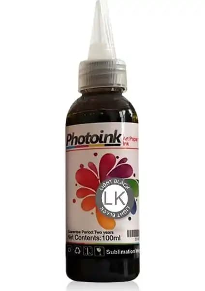 Photoink Süblimasyon-Transfer Baskı Mürekkebi Açık Siyah 100 Gr Yüksek Kalite ve Dayanıklılık