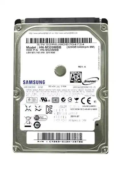 Samsung HN-M320MBB Yenilenmiş 320 GB 2.5 İnç HDD Dizüstü Bilgisayar Depolama Çözümü
