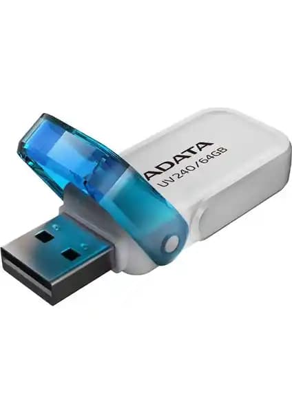 Adata AUV240-64G 64GB USB 2.0 Beyaz Flash Bellek Günlük Kullanım İçin Uygun