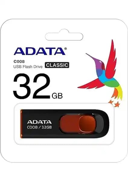 ADATA C008 32GB USB Bellek: Şık Tasarım ve Günlük Kullanım İçin Uygun Depolama Çözümü