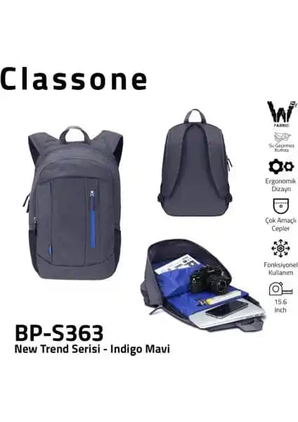 Classone BP-S363 15,6 İnç Notebook Sırt Çantası: Şık ve Dayanıklı Günlük Kullanım Aksesuarı