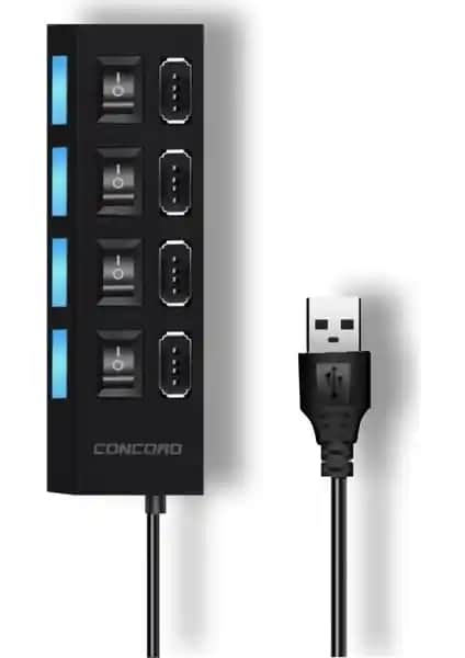 Concord C-852 4 Port USB Çoklayıcı: Çoklu Bağlantı ve Veri Aktarımı Çözümü