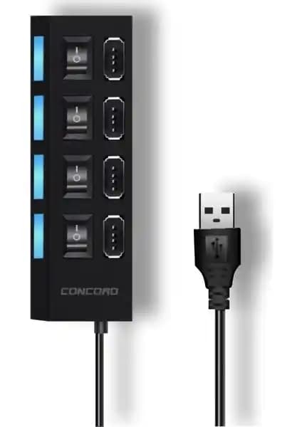 Concord C-852 4 Port USB Çoklayıcı: Çoklu Bağlantı ve Veri Aktarımı Çözümü