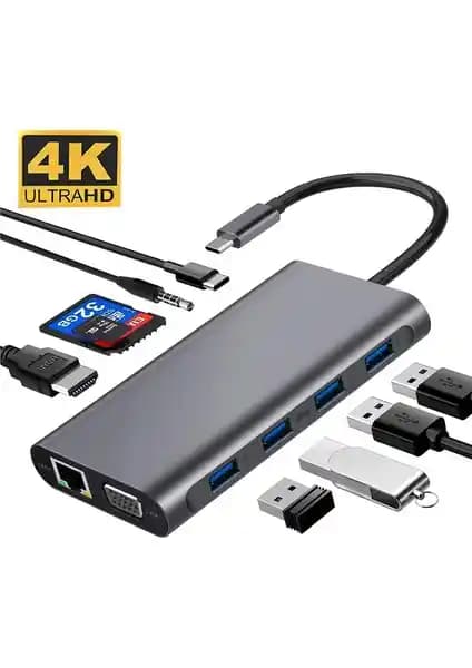 Daytona CF31-G Gigabit USB-C Hub MacBook Uyumlu Çok Fonksiyonlu Adaptör