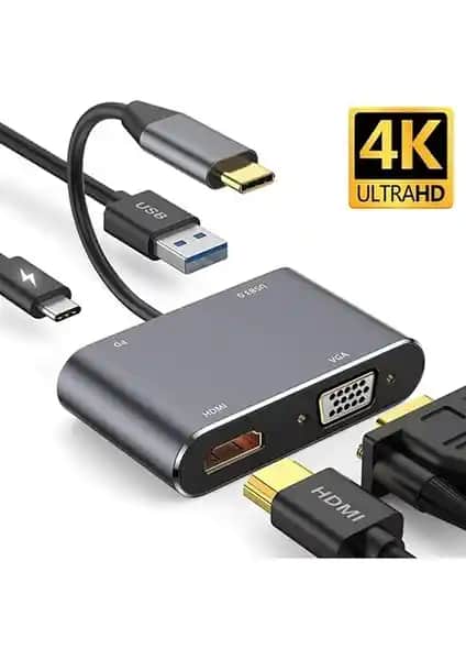 Daytona FC-02 MacBook Uyumlu Çoklu Bağlantı Adaptörü HDMI VGA USB 3.0 ve Ses Çıkışıyla