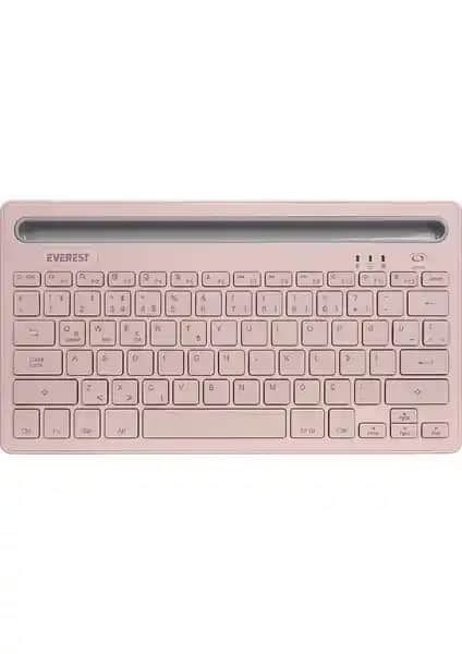 Everest KB-BT82 Pembe/Gri Bluetooth Kablosuz Klavye İnce ve Şık Tasarım