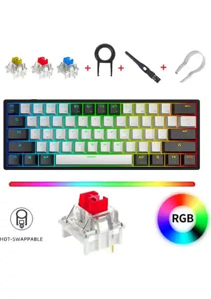 Leaven K620 RGB 61 Tuş Mekanik Klavye: Oyun ve Günlük Kullanım İçin Şık ve Dayanıklı Tasarım