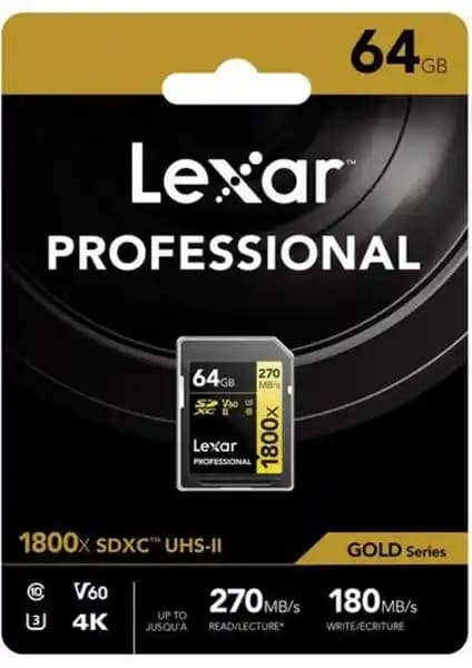 Lexar 64 GB Gold Series 1800x SDXC Hafıza Kartı Yüksek Hız ve Güvenilirlik Sunar